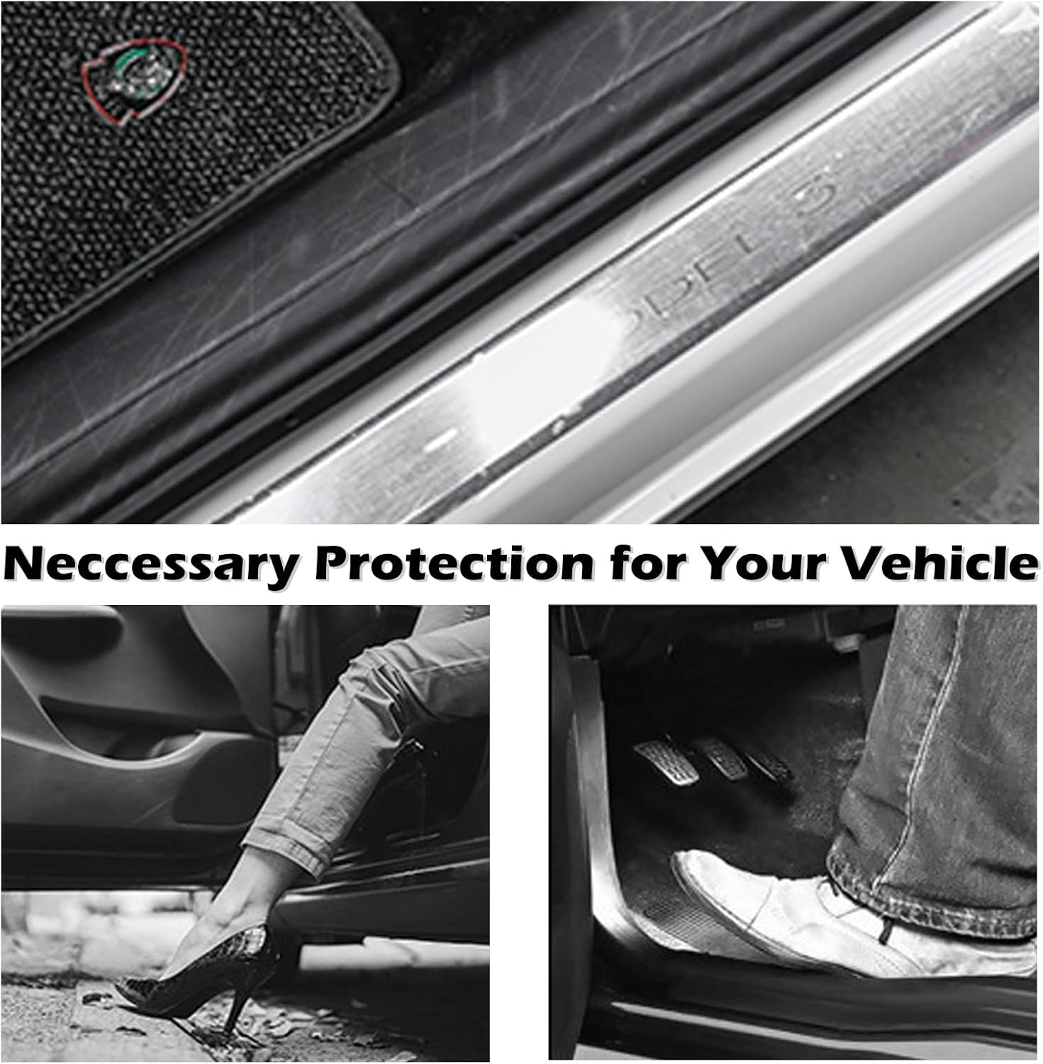 FLAMPETUS Door Sill Protector for Tesla Model Y, 4 Pieces Door Entry Protectors Strips for Inner Side, Tesla Model Y Accessories 2021 2022 2023 for 5-Seater, Glossy Carbon Fiber Pattern image number 5