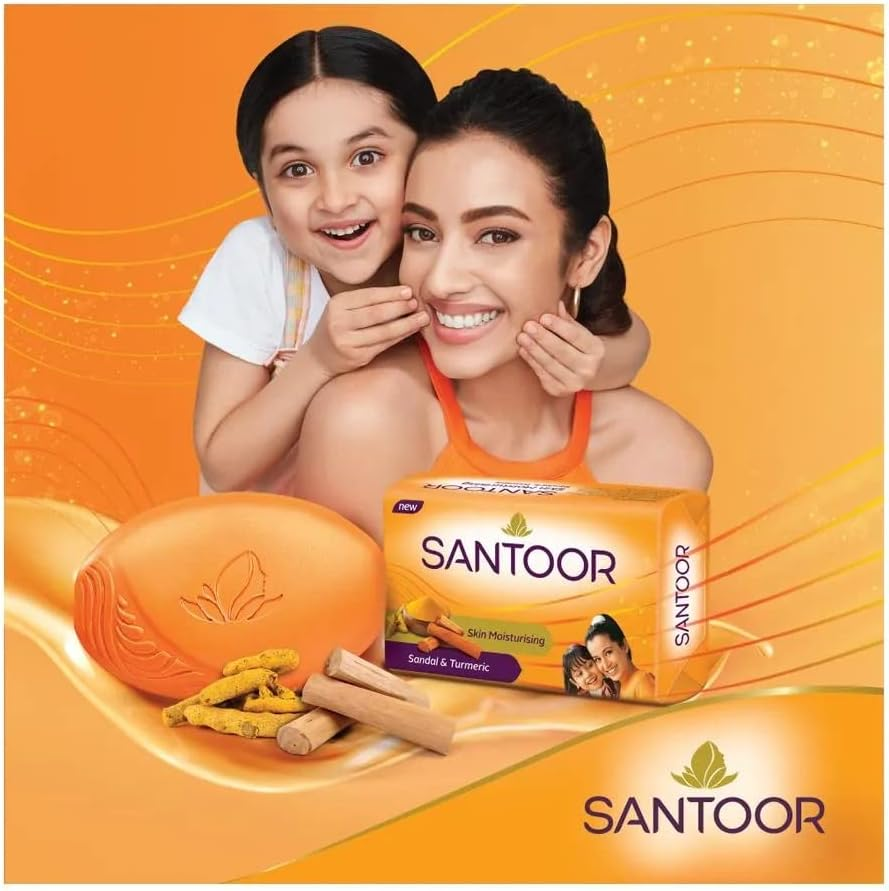 SANTOOR Soap Sandal & Turmeric 100G X 8 image number 4