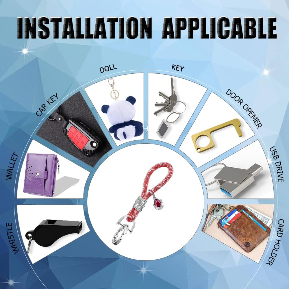 Crystal Car Key Chain for Women, Key Chain Accessories with Bling Rhinestones, Crystal Car Key Ring for All Car Keys - Green image number 5