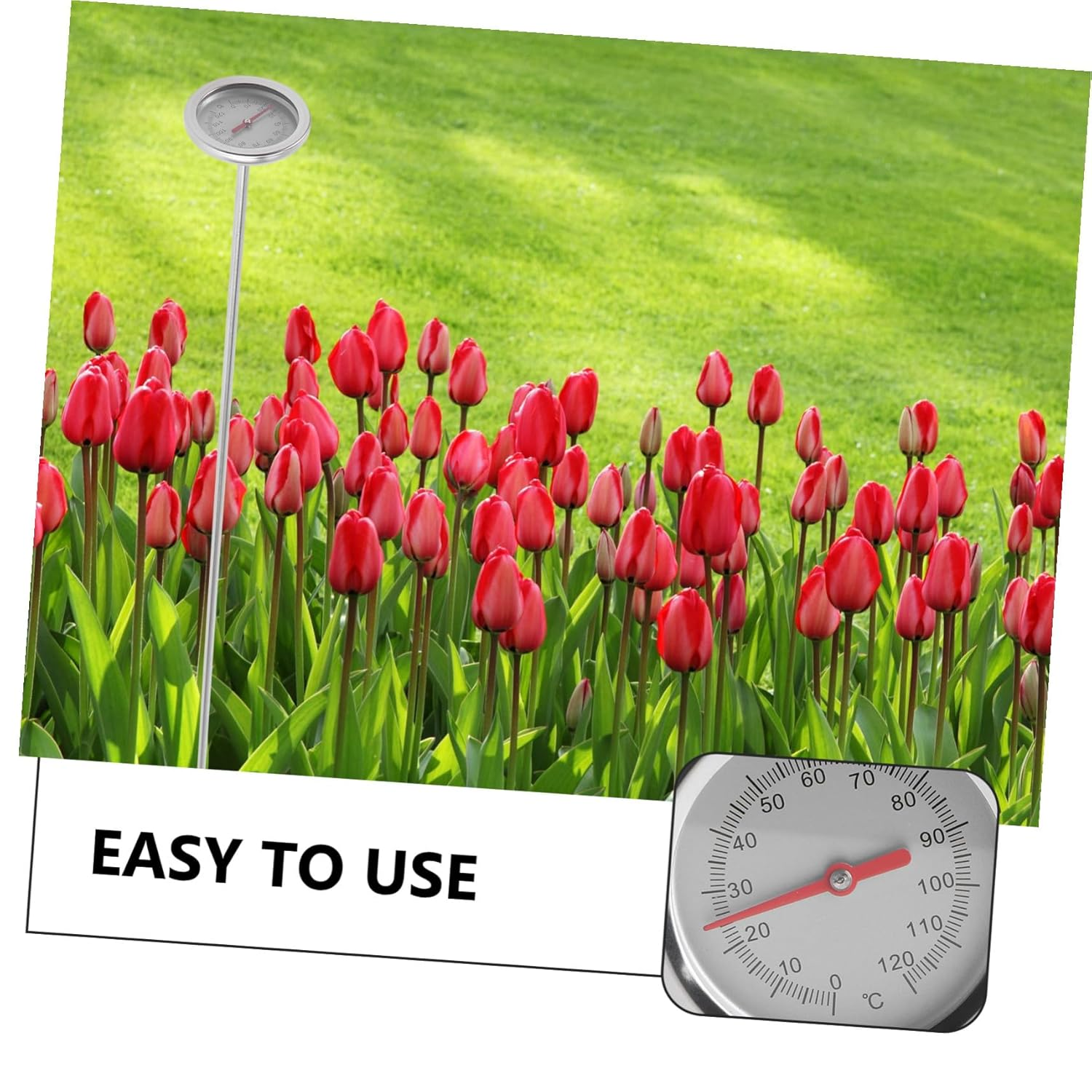 DECHOUS Stainless Steel Soil Thermometer Compost Temperature Detector Gardening Tool with Probe for Accurate Soil Temperature Measurement image number 3