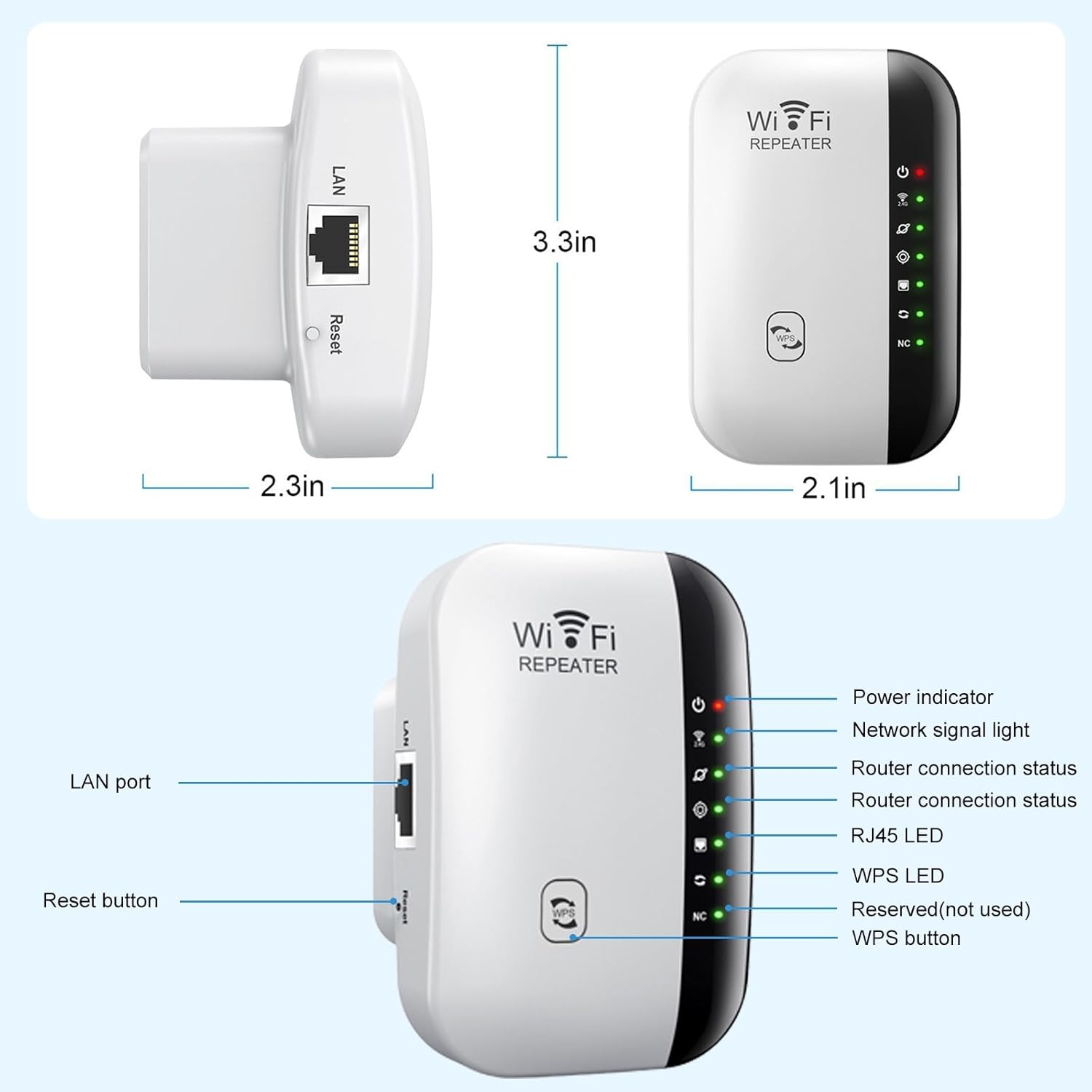 Newest Wifi Booster,Wifi Extender,Wifi Repeater Covers up to 3650Sq.Ft and 45 Devices,Wireless Internet Booster with Ethernet Port,Quick Setup,300Mbps Wifi Range Extender image number 2