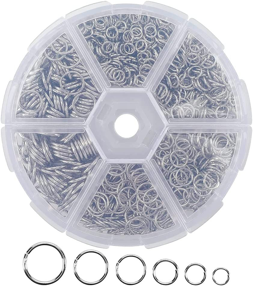 1390Pcs O Ring Metal Open Jump Rings Set Metal Jump Rings for Jewelry Making,Silver image number 1