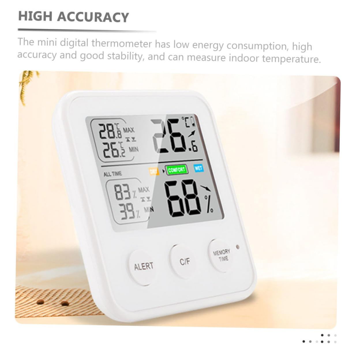 MERRYHAPY High-Precision Digital Hygrometer Thermometer Indoor Temperature Humidity Monitor with LCD Display Multifunctional Compact Design for Home Office Greenhouse image number 5