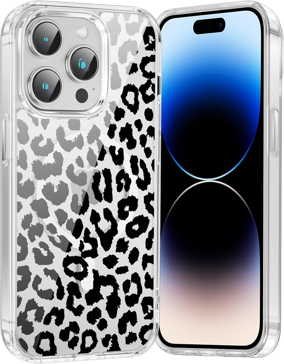 Saqmkil Magnetic Mobile Phone Case for Iphone 16E/Se 4/SE 2025 6.1 Inch Case, Compatible with Magsafe, Transparent Aesthetic Pattern Leopard Girl Case, Soft Silicone TPU Shockproof Protective Cover