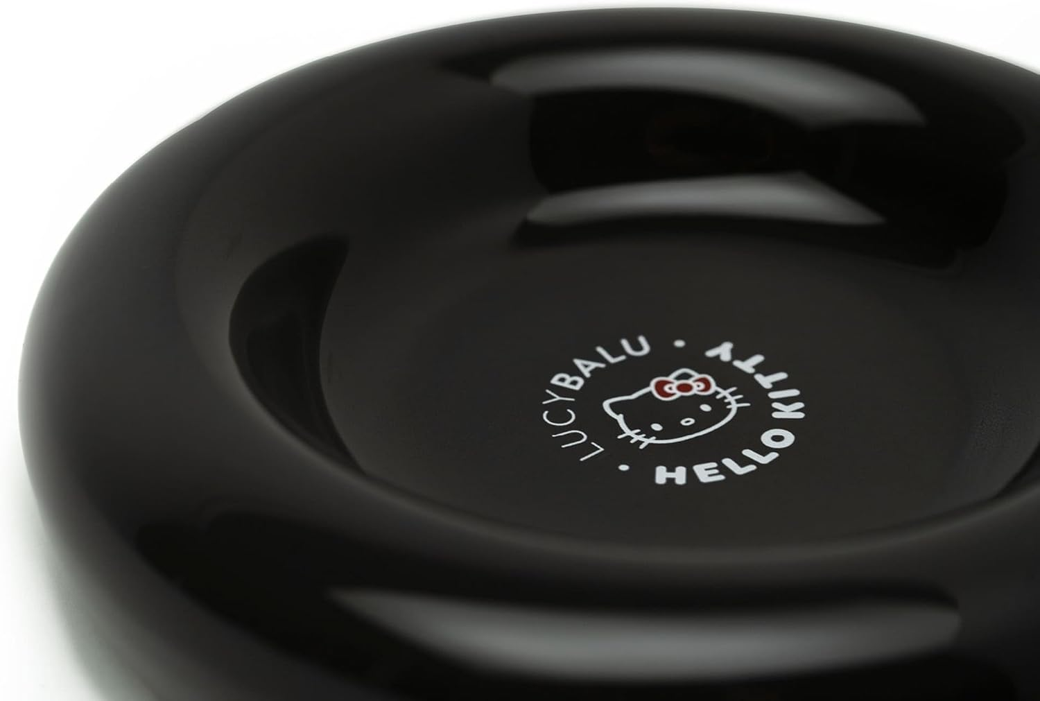 Lucybalu Hello Kitty Drop Porcelain Cat Bowl - Whisker Friendly, Raised Cat Feeding Bowl & Water Bowl - 17Cm X 20Cm X 3Cm - Black image number 5