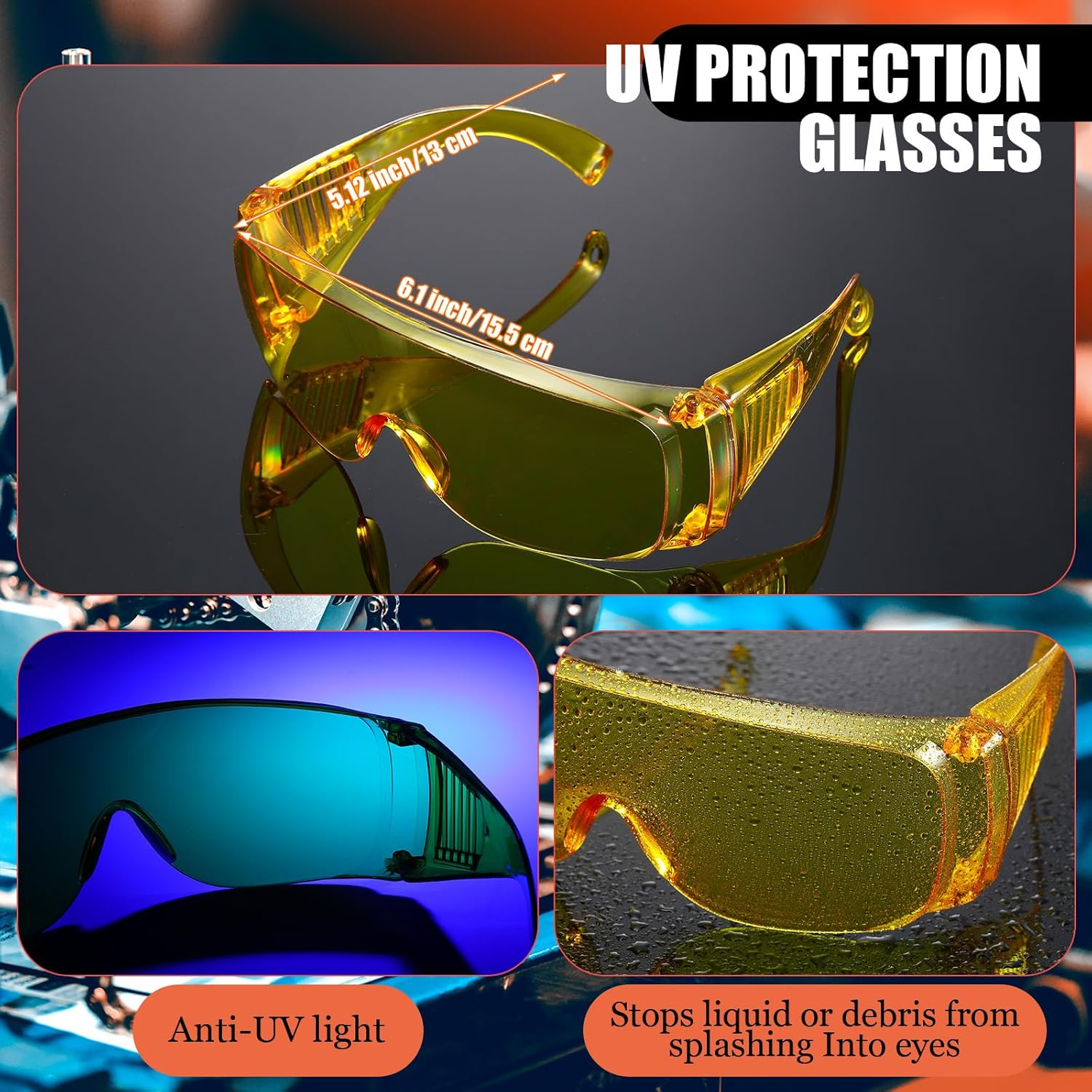 Glooglitter Auto Air Conditioner Leak Detector Tool WJL-6000 Refrigerant Leak Detector with UV Flashlight and Yellow UV Protective Glasses for HVAC Air Conditioner R22 R410A R134A (Large 28 LED) image number 3