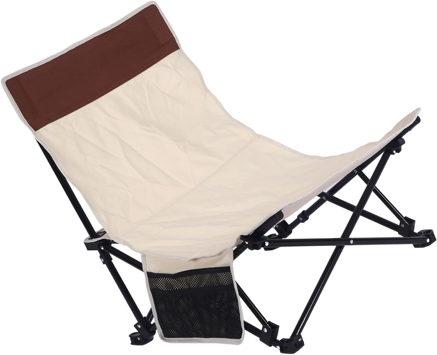 Reclining Back Beach Chair, Rugged Beach Chair Multifunctional Durable for Patio - Black image number 2