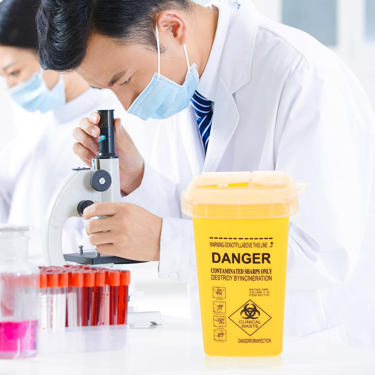 Baluue 2Pcs Waste Sharps Container Tattooing Needle Disposal Containers Sharps Bucket Travel Sharps Container Small Sharps Container Needle Sharps Container Sharps Waste Bucket Pp image number 4