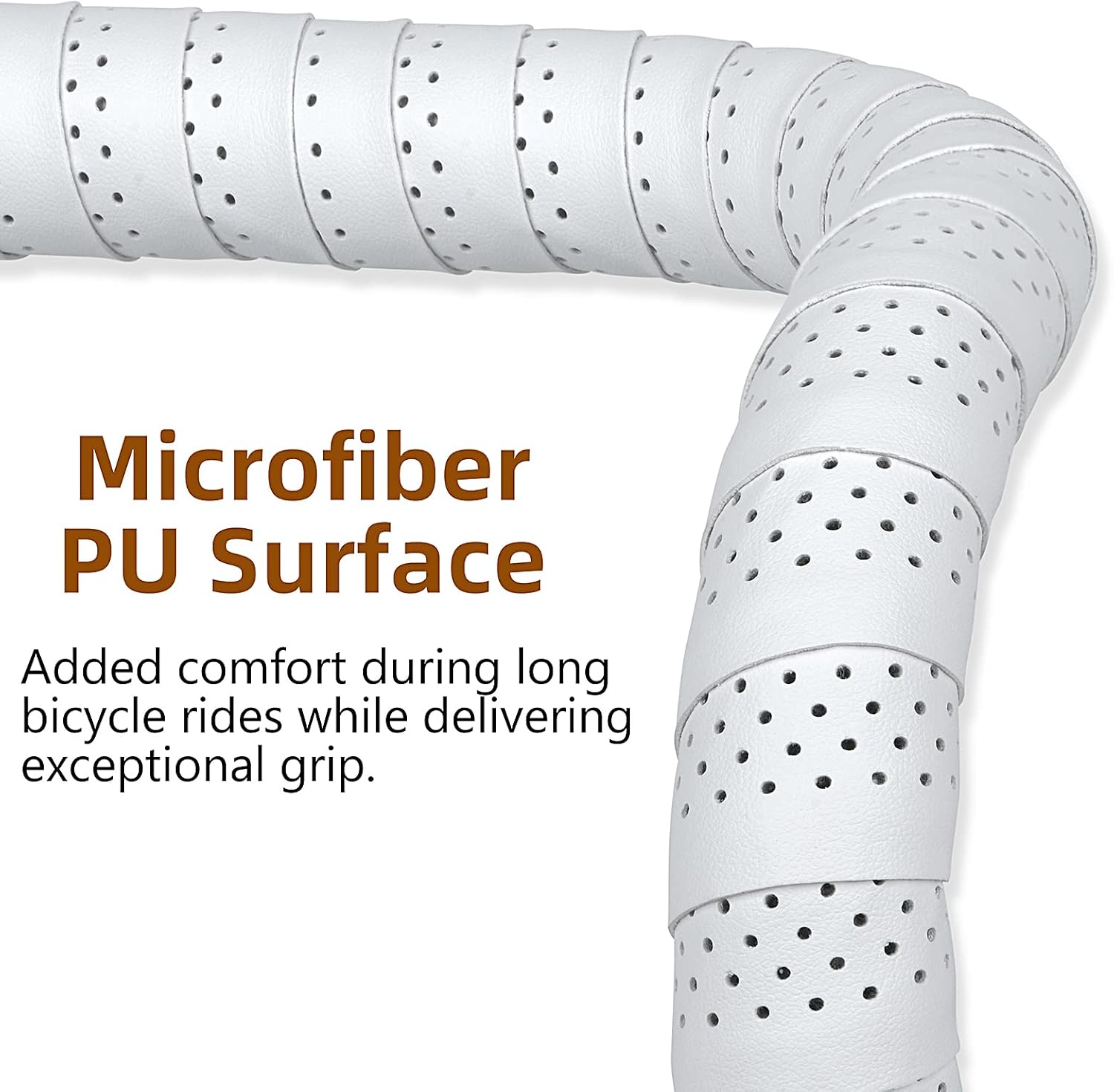 Dosarzo Handlebar Tape, Comfortable Grip Bar Tape for Road Bike, Stable Adhesion Bike Handlebar Tape with White Color - 2 Rolls(Expansion End Plugs) image number 4