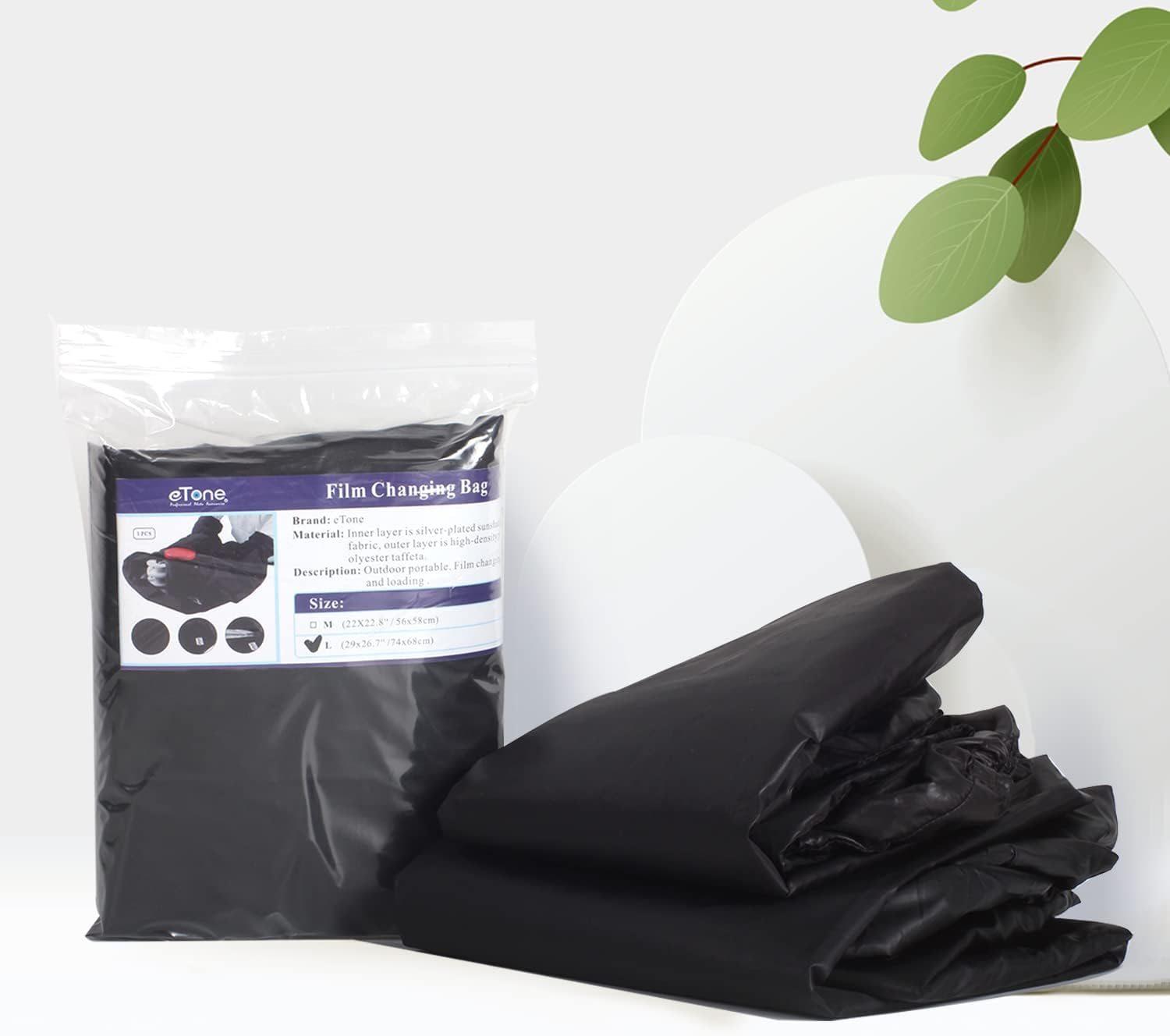 Darkroom Equipment Etone Film Changing Bag Camera Dedicated Film Developing Darkroom Zipper Bag Double Layer Load Photography 22X22.8'' Photography Accessories (M) image number 2