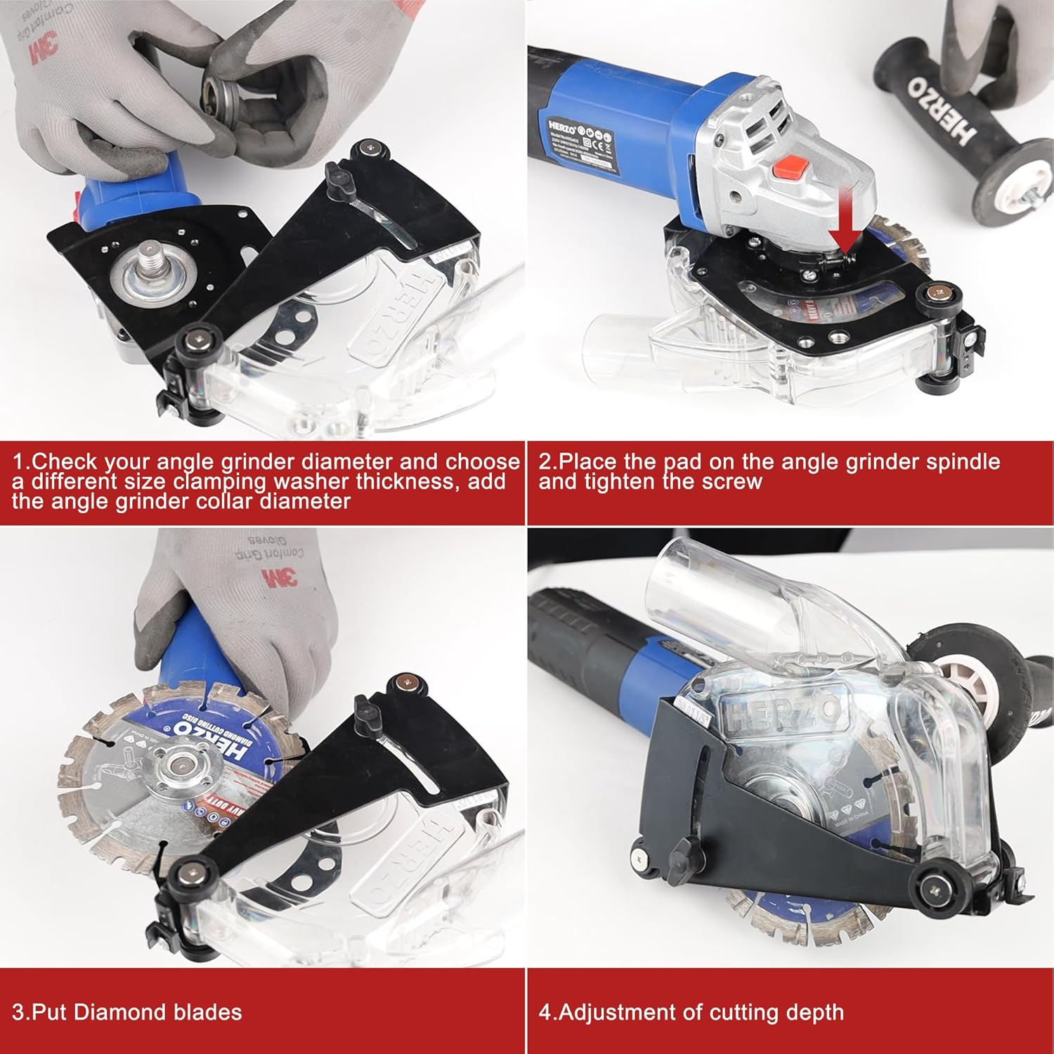 HERZO Dust Extraction Cutting Guard for 115/125Mm Angle Grinder