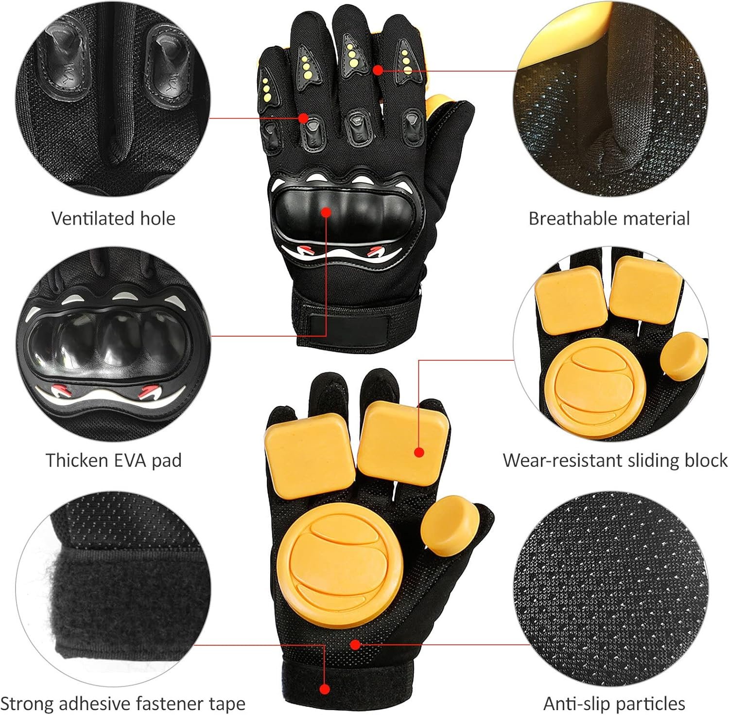 Xinyee Longboard Slide Gloves Skateboard Gloves Mittens with Sliding Blocks Longboard Downhill Slide Gloves