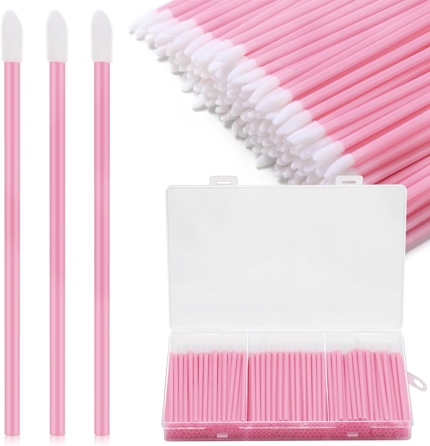 GEMSANVA 240 Pieces Disposable Lip Wands Lip Brushes,Lipstick Applicator Brushes Lip Gloss Wand,Soft Lint Free,Eyes & Lips Makeup Applicator Wands Tools（Black）