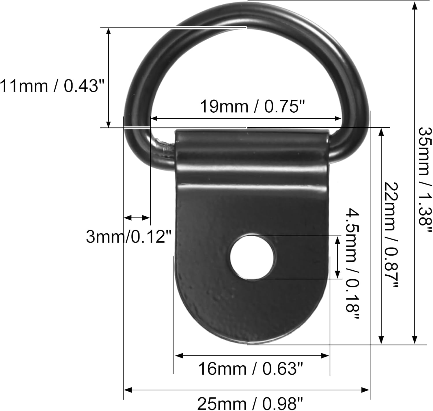 X AUTOHAUX 4Pcs D Ring Tie down Anchor 3Mm Diameter D Rings Anchor Lashing Ring for Trailer Truck Boat RV ATV SUV Vehicle Cars Black image number 5