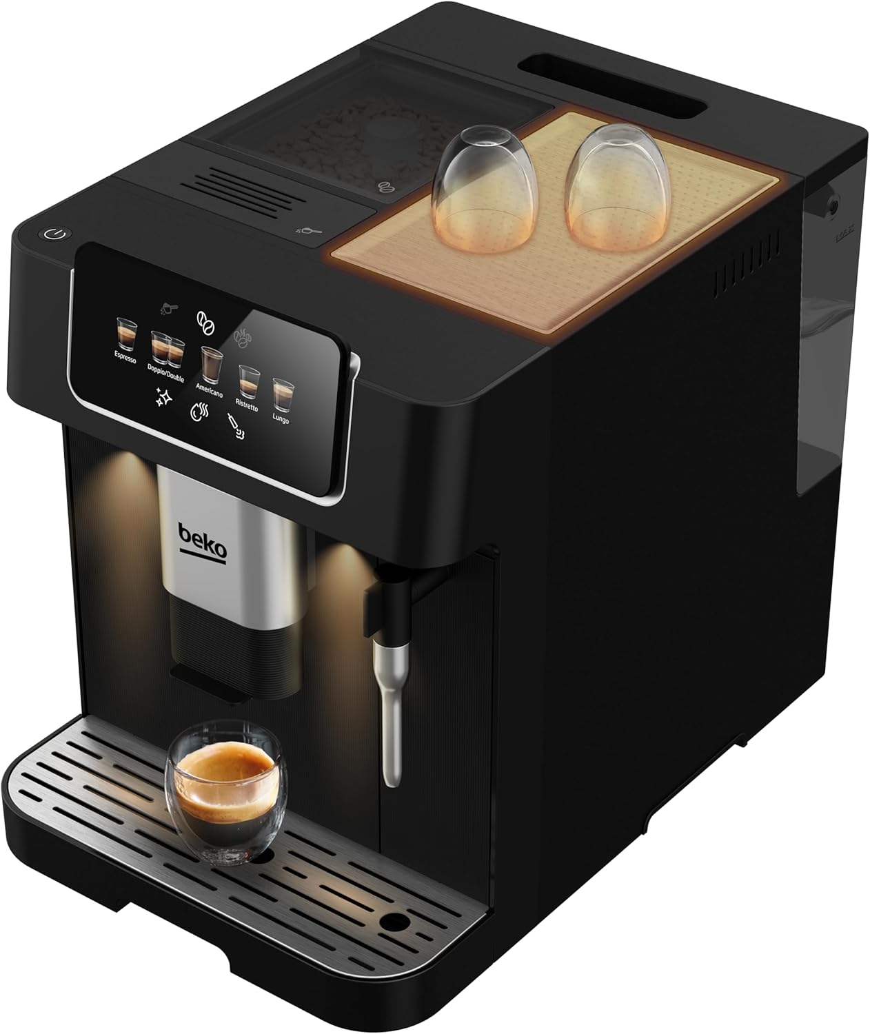 Beko Caffeexperto Bean to Cup Coffee Espresso Machine CEG7302B | Black | Colour Touch Screen Display | 2L Capacity |19 Bar Pressure | 2 Coffee Nozzles & Milk Frother image number 5