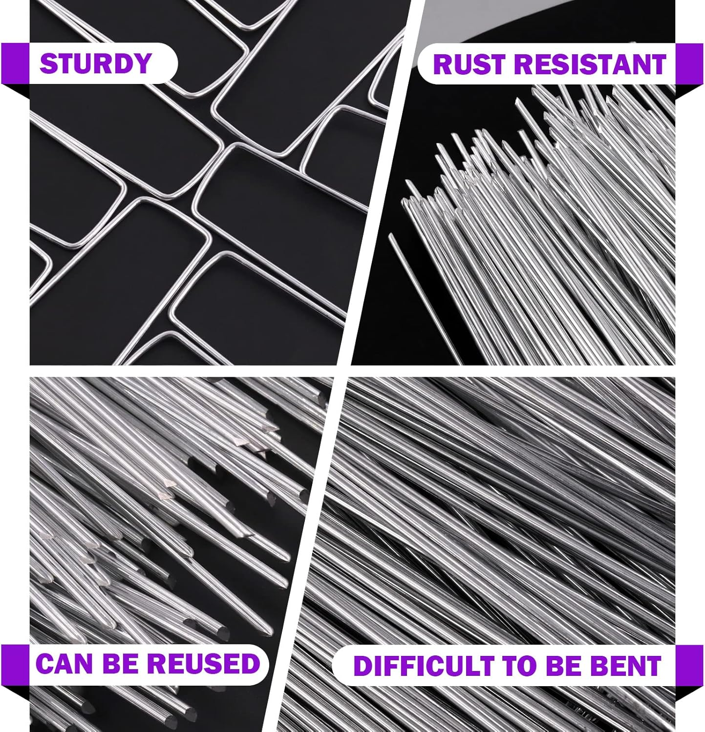 Swpeet 201Pcs U-Shaped Landscape Garden Stakes Staples and Plastic Fixing Gasket with Pick Hook Assortment Kit, Garden Lawn Landscape Staples for Irrigation Hoses, Fixed Fences, Artificial Turf Nails image number 4