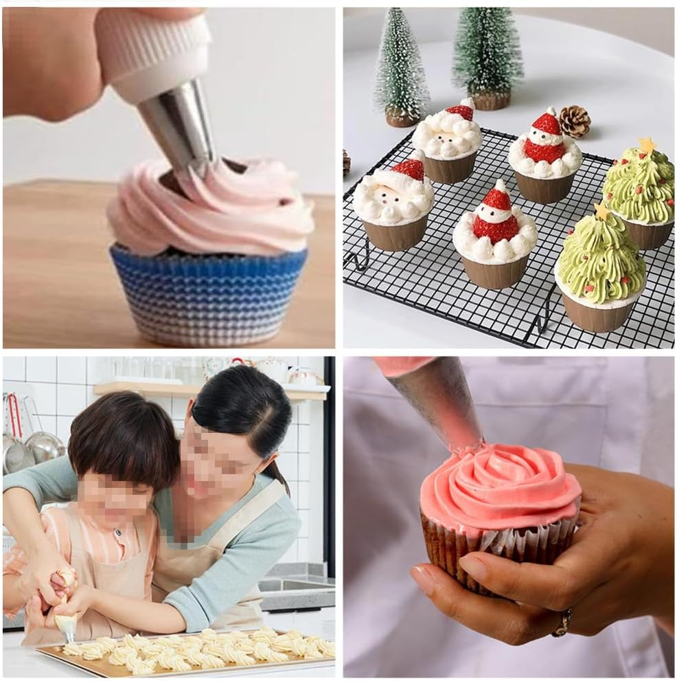 Piping Tips for Cake Decorating,Caasfooy 7 Pcscake Decorating Kit, Stainless Steel Ruffle Piping Tips, Frosting Tools for Baking DIY Kitchen Tools Pastry Bag Set image number 3