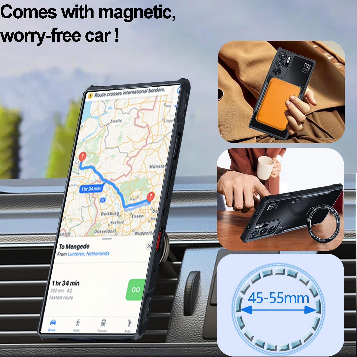 Guizzcg for ZTE Nubia Red Magic 9 Pro / 9 Pro+ / 9S Pro / 9S Pro+ Case with Ring Stand Holder, Soft TPU Bumper + Acrylic Back Military Grade Airbags Shookproof Drop Protection, Stand Black image number 7