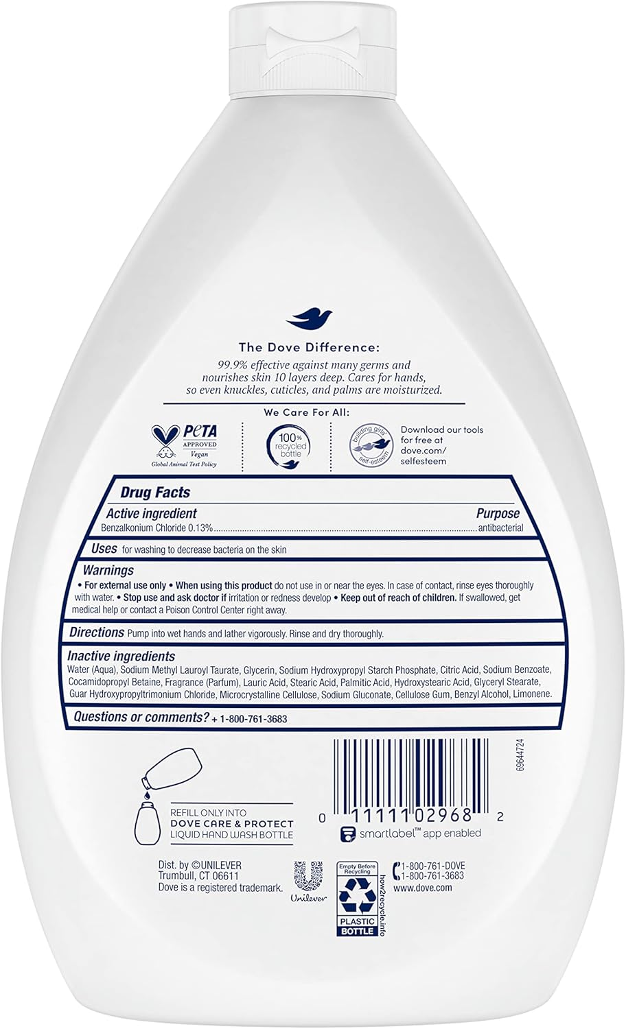 Dove Antibacterial Hand Wash Care & Protect Pack of 3 Protects Skin from Dryness, Moisturizers More than the Leading Ordinary Hand Soap, 34 Oz image number 4