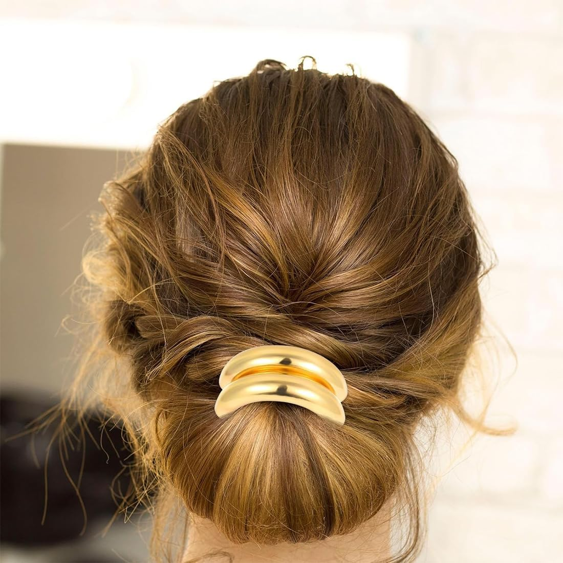 VIVIIHOO Pack of 4 Elastic Hair Bands Hair Accessories Women &ndash; Golden Metal Hair Bobbles for Women and Girls &ndash; Black Hair Scrunchie Gold &ndash; Thick Thin Curly &ndash; Gift Idea image number 2