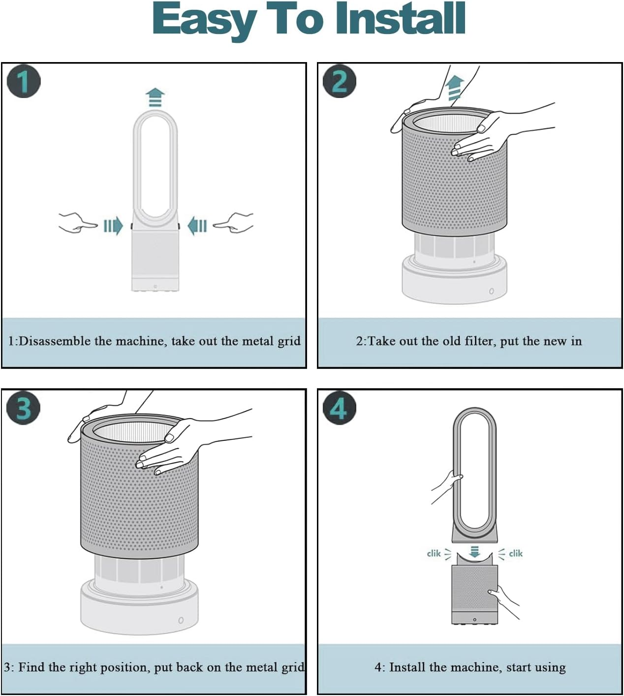 HEPA Filter Replacement Compatible with Dyson HP01 HP02 HP03 DP01 DP03 Desk Purifiers, Fit for Dyson Pure Hot + Cool Link Air Purifier Filter Replacement, Replaces Part # 968125-03
