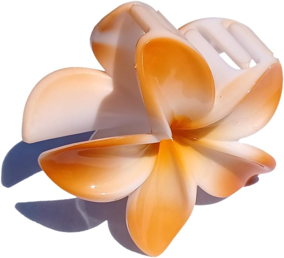 Seestern Sportswear Bali Hawaii FBA_2401 Hair Clip 2 Frangipani Flowers Orange image number 2