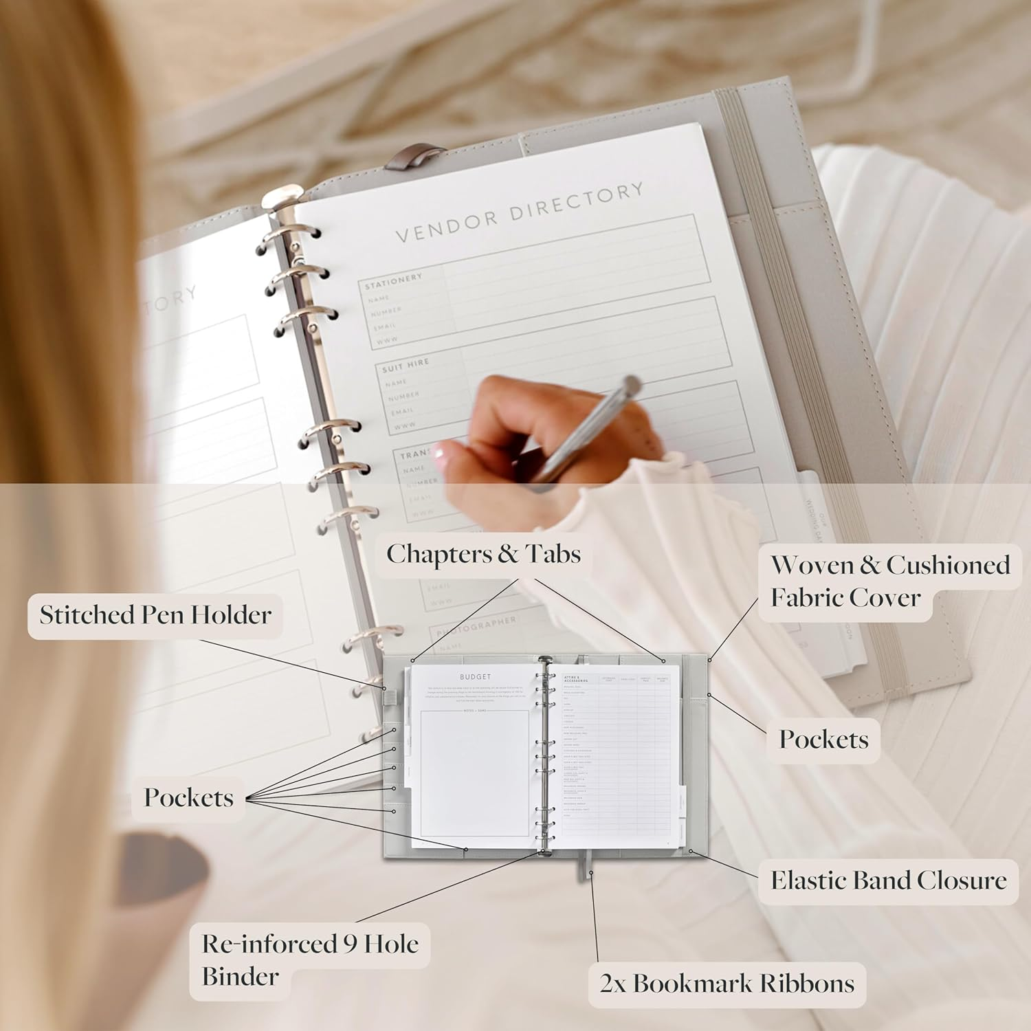 Wedding Planner Binder and Organiser for the Bride | Tissue Wrapped in a Gift Box | Ultra Thick Pages | This Elegantly Designed USA Planner Allows You to Plan Every Detail for Your Special Day image number 3