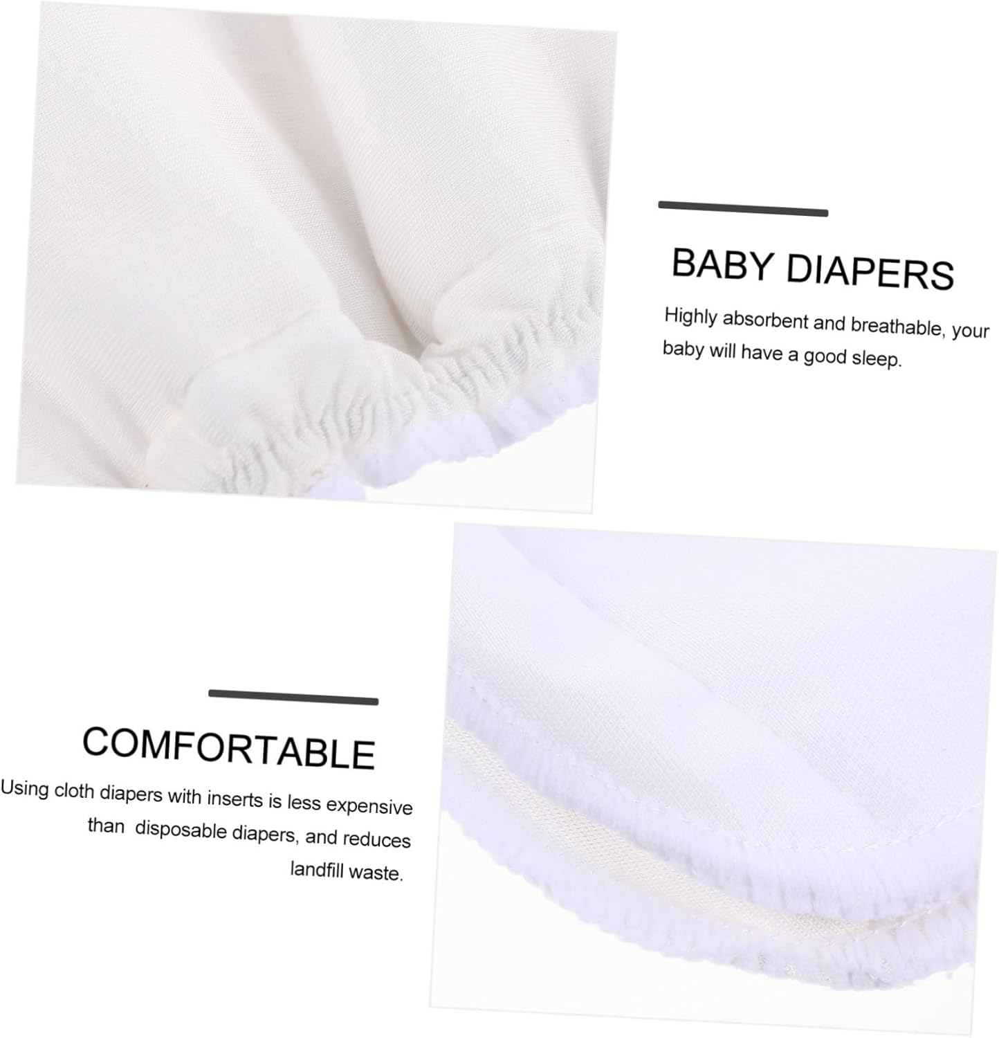 6Pcs Bamboo Cotton Diapers Cloth Reusable Washable Inserts Liners Diaper Pads for Newborn image number 4