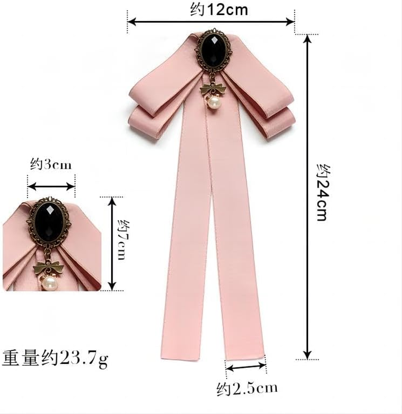 Aoozleny Bow Tie for Women, Pre-Tied Ribbon Tie Adjustable Neck Tie with Rhinestone for Collared Blouse Shirt Dress - Gray image number 2