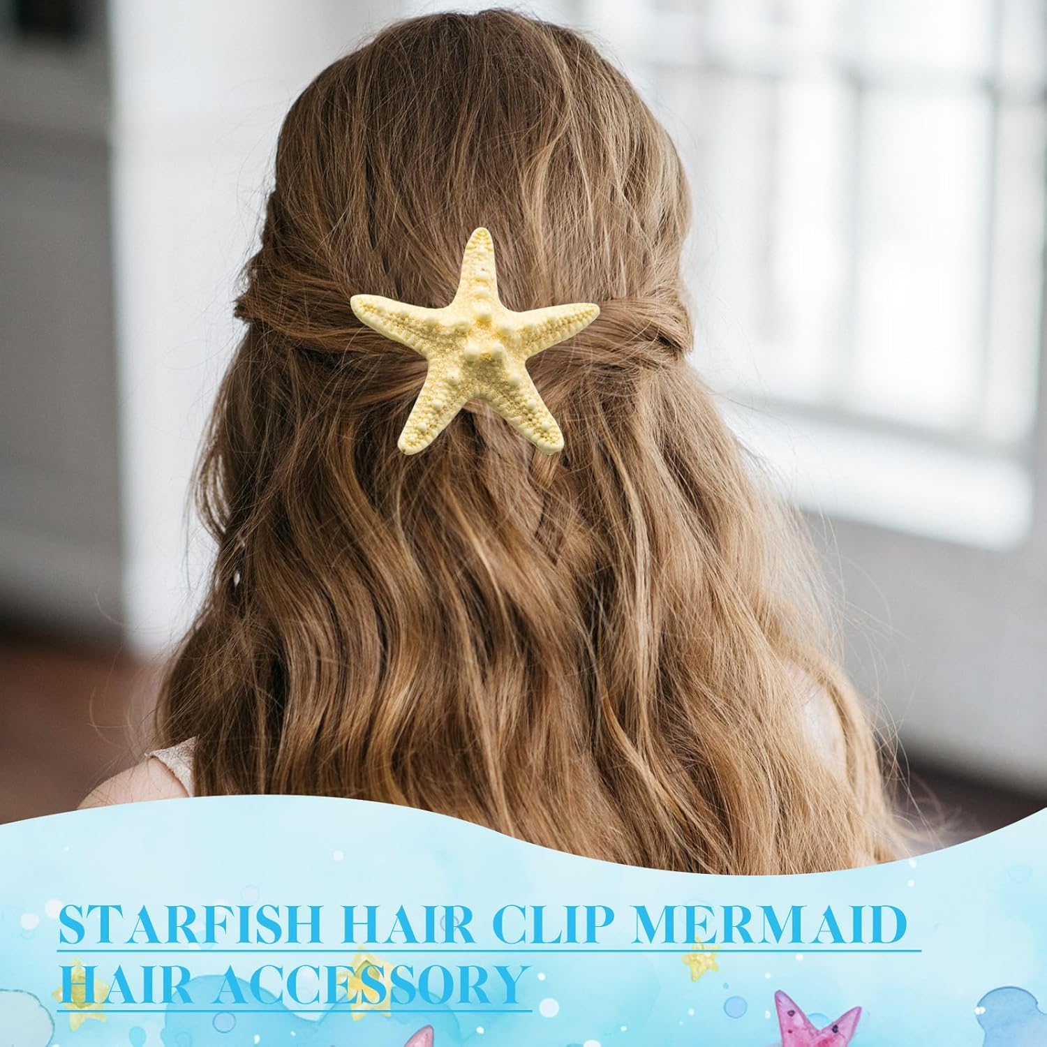 Yamobi Starfish Hair Clip, Starfish Decoration for Women and Girls, Adults, Shell Hair Jewellery for Mermaid Hair Jewellery, Pack of 2 image number 4