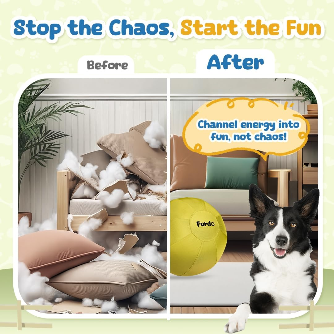 Furdo Herding Ball for Dogs, for Australian Shepherd, for Cattle Dogs, for Border Collie, for Blue Heelers & Other Medium to Large Dogs, Herding Dog Ball, Herding Dog Toys, Horse Ball - 25" Yellow image number 6