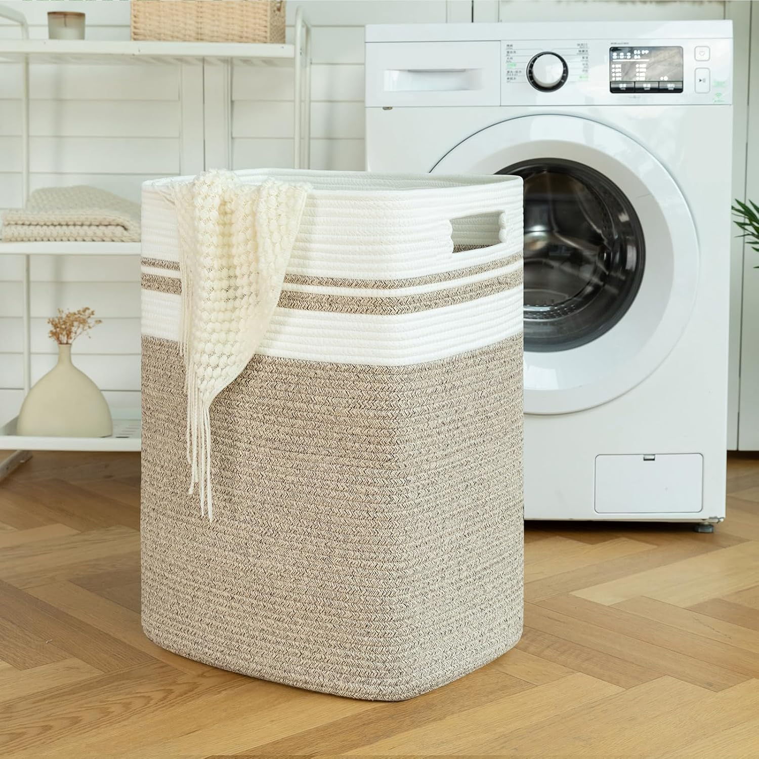 OIAHOMY Laundry Hamper, Large Laundry Basket 91L, Clothes Storage Basket for Blankets-Yellow, Yellow Variegated, FYL-D-P-02 image number 2