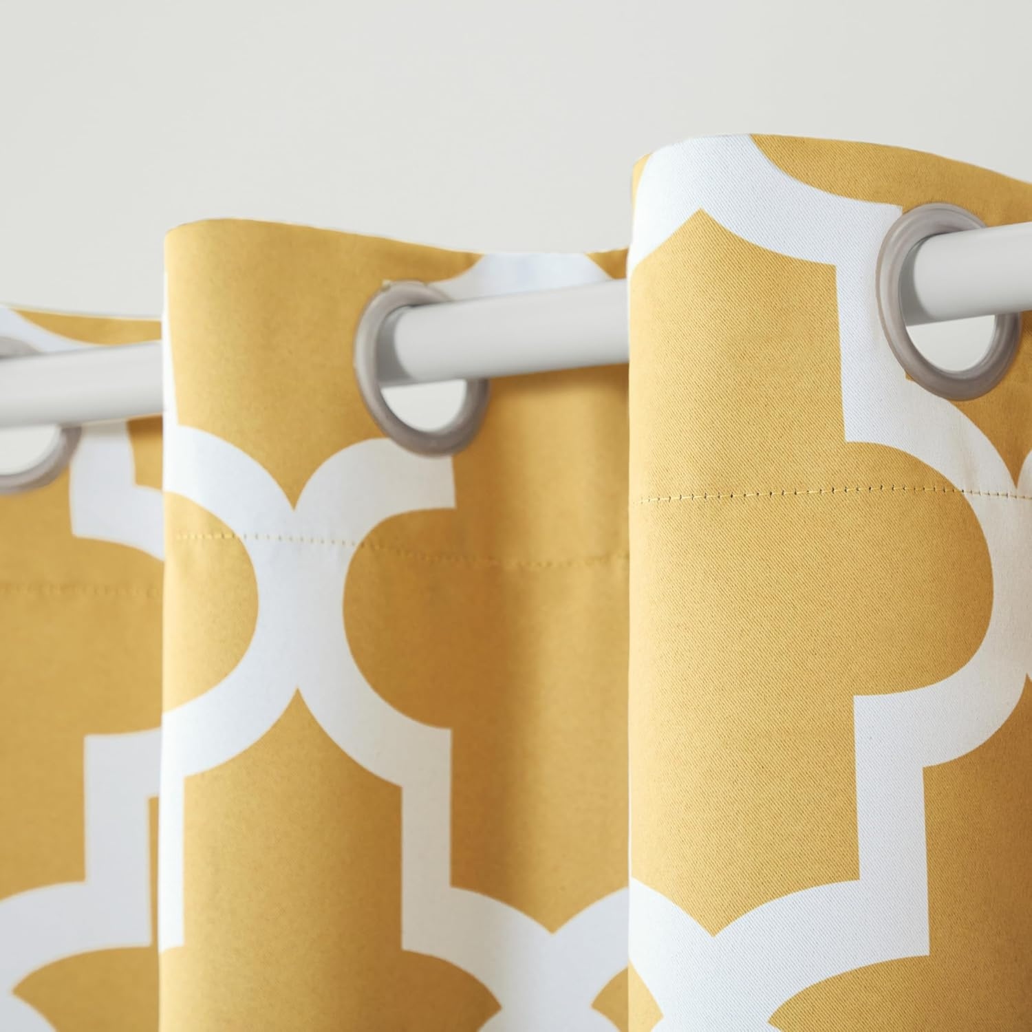 Exclusive Home Ironwork Sateen Woven Room Darkening Blackout Grommet Top Curtain Panel Pair, 52"X84", Sundress Yellow image number 6