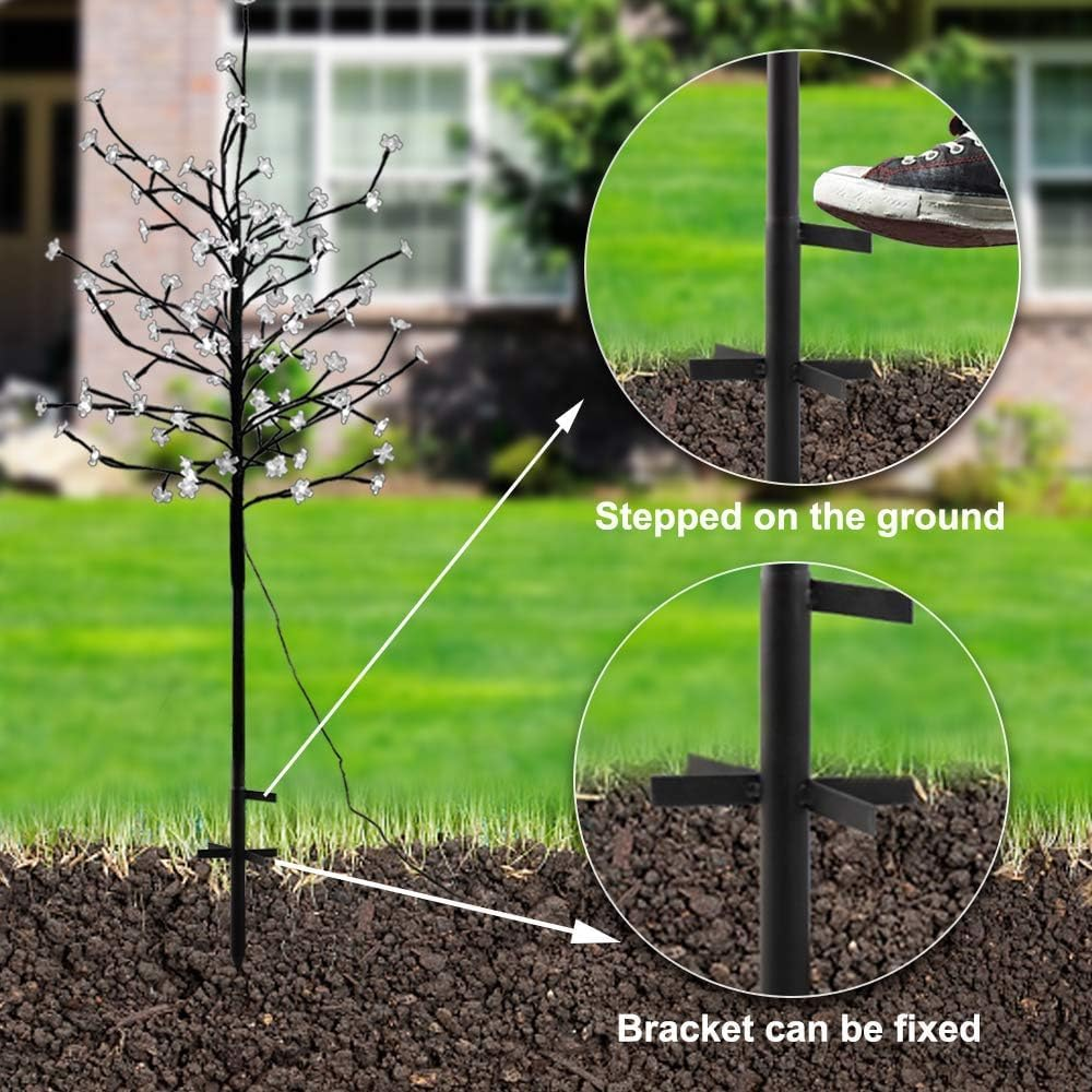 GOESWELL 1.5M 104LED Solar Lights Outdoor, Cherry Blossoms Christmas Solar Garden Light Trees with Adjustable Branches for Pathway,Yard,Lawn,Backyard,Holiday Party Decoration(Colour) image number 4