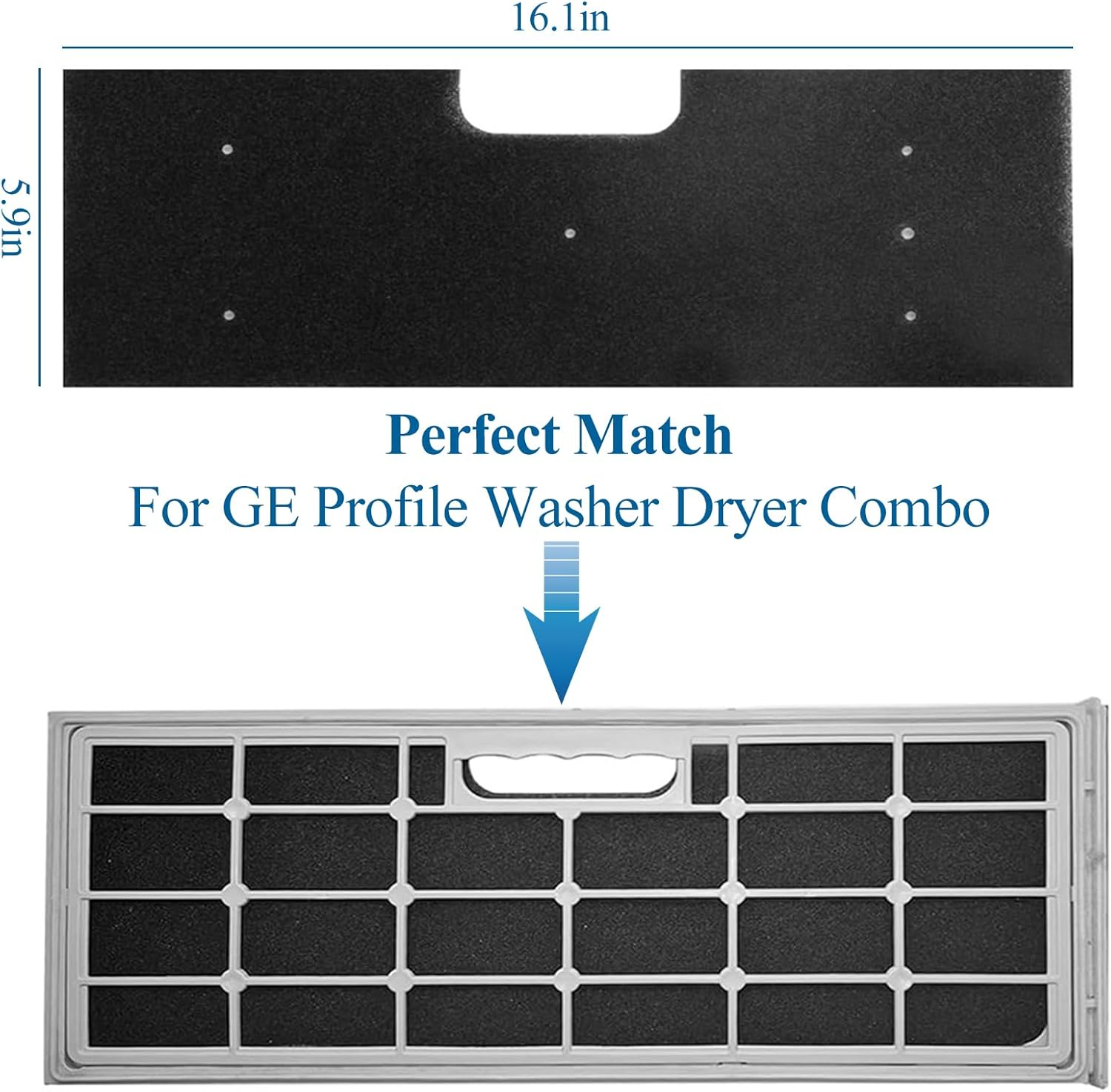 Ruaizel 4Pcs WH01X35719 Lint Filter, Reusable Washing Machine Lint Filter for GE Profile Washer Dryer Combo, Dryer Lint Filter Replacement for Models PFQ97HSPVDS (Black) image number 1