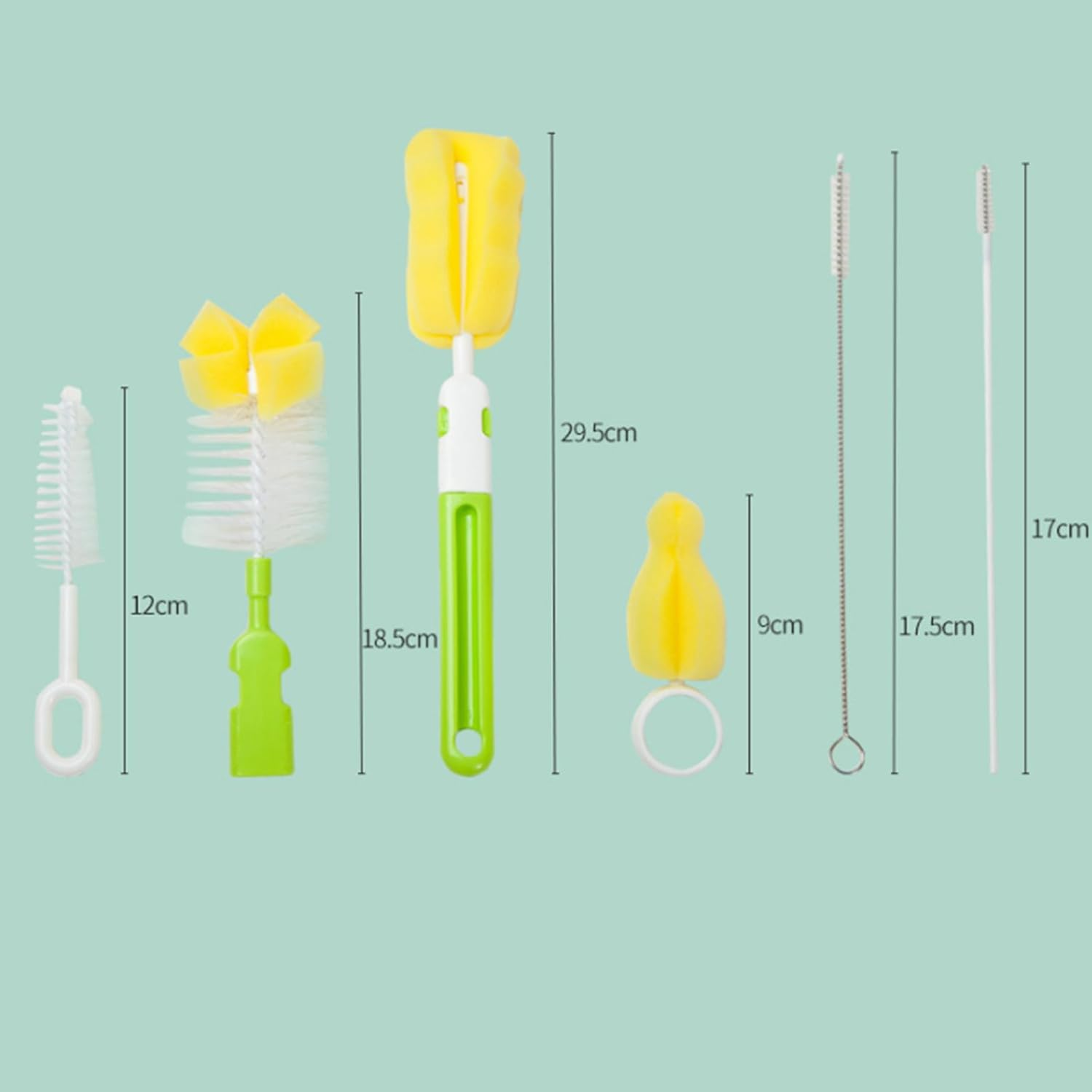 6Pcs Pink Baby Bottle Cleaner Brush Set, Pacifier Brush and Straw Brush, Long Handle Sponge Bottle Brush. image number 6