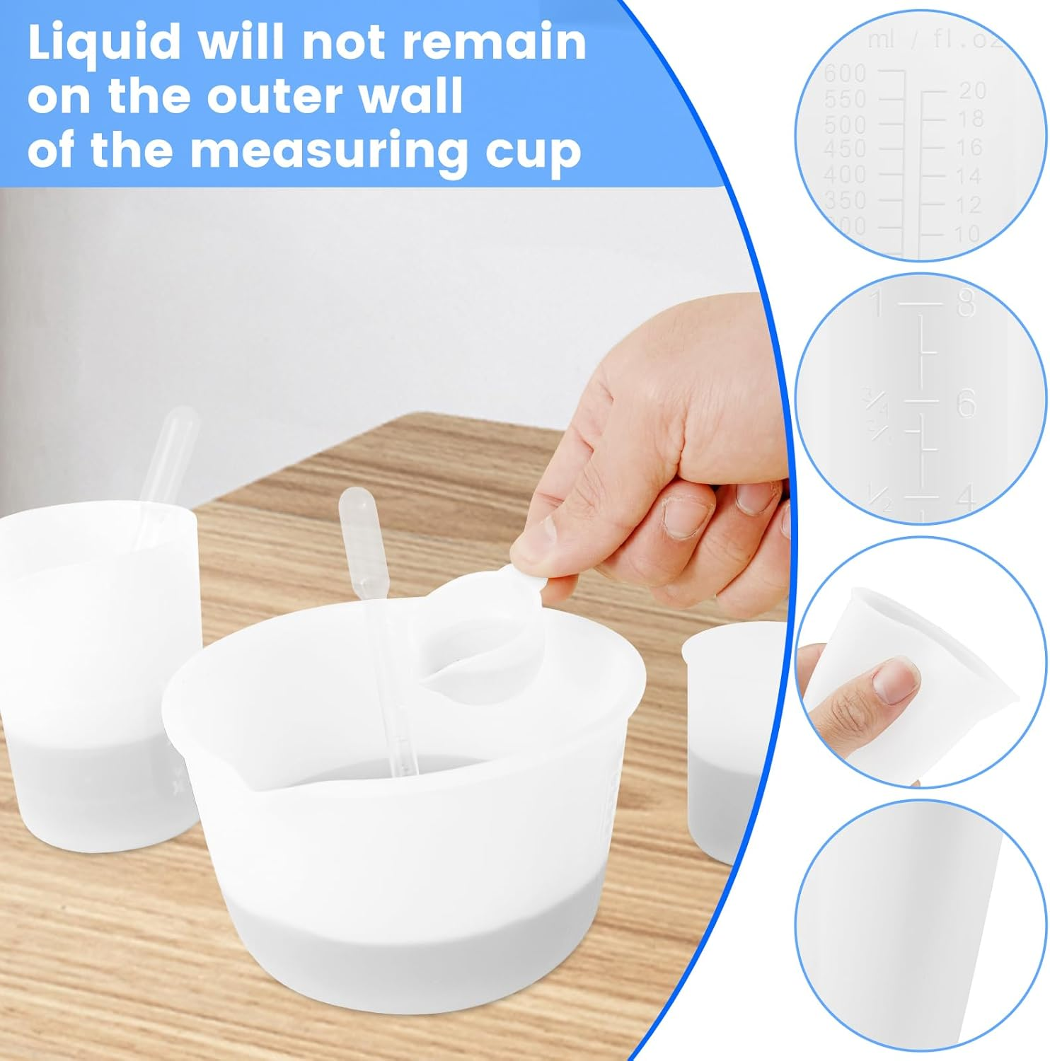 21 Pcs Silicone Measuring Cups for Epoxy Resin, Reusable Silicone Mixing Measuring Cups for Molds Jewelry Making Easy to Clean image number 2