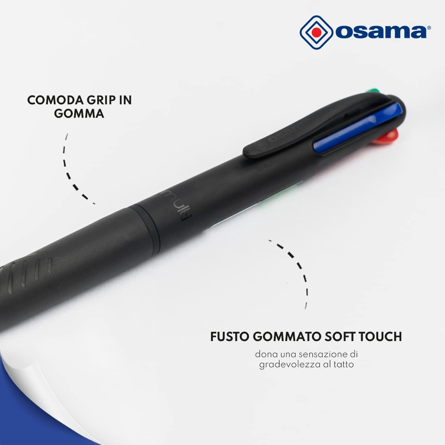 Osama 4 Multi - Set Retractable Ballpoint Pens 4 Colours 6 Pieces 4 Colour Ballpoint Pens 0.1Mm with Black, Blue, Red and Green Ink, Ideal for Writing and School Supplies, University, Office, Black image number 4