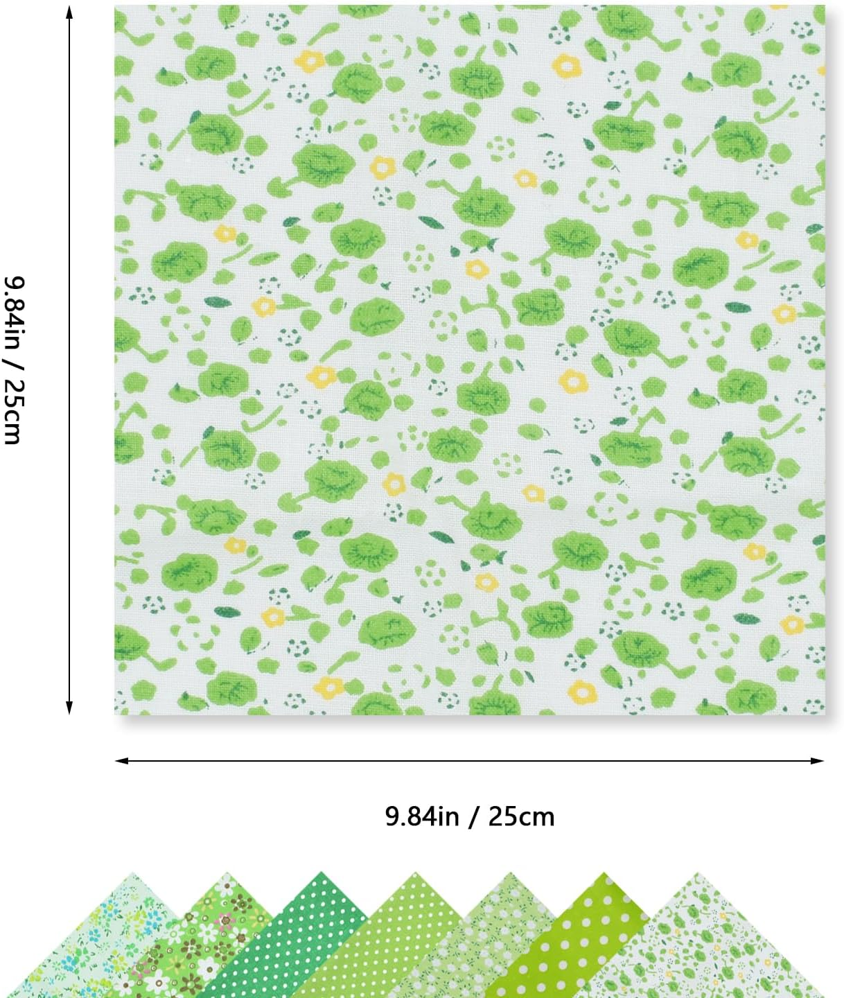 42Pcs 9.8"X 9.8" Fabric Quilting Cotton Patchwork Square Precuts for DIY Sewing Craft, Decorating Scrapbooking, Multi-Color Design, 6 Colors image number 5