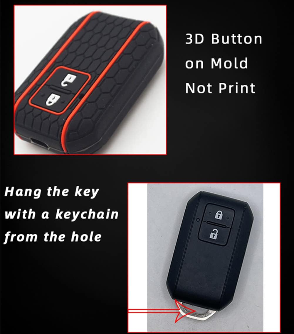 OTMIK Silicone Car Key Cover Case Compatible with Suzuki New Swift Wagon R Monopoly Ignis XL7 Soft Key Shell (Balck 2 Buttons) image number 2