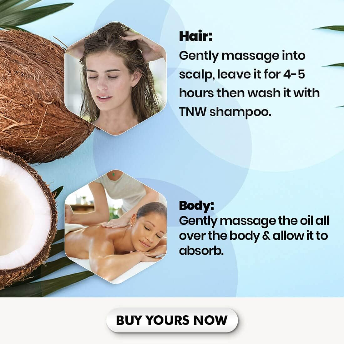 TNW-THE NATURAL WASH Cold Pressed Virgin Coconut Oil Improves Healty Skin and Hair Texture Best for Men and Women Pure & Natural Enriching & Nourishing Oil for All Age Groups - 100Ml