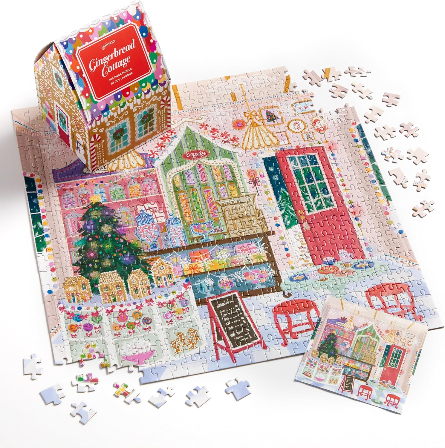 Galison 9780735382756 Joy Laforme Gingerbread Cottage Puzzle (500-Pieces) image number 3