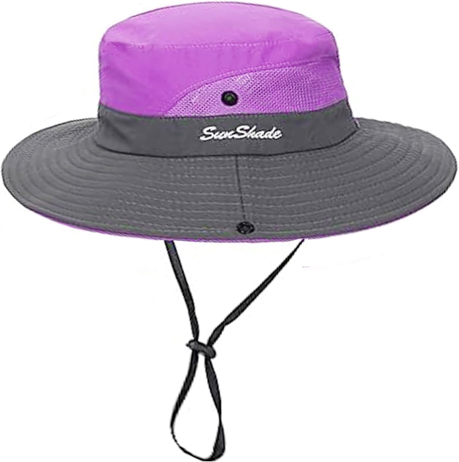 Womens-Summer-Sun-Hat Outdoor Breathable-Uv-Protection-Fishing-Hat Wide Brim Foldable-Beach-Bucket-Hat with Ponytail-Hole