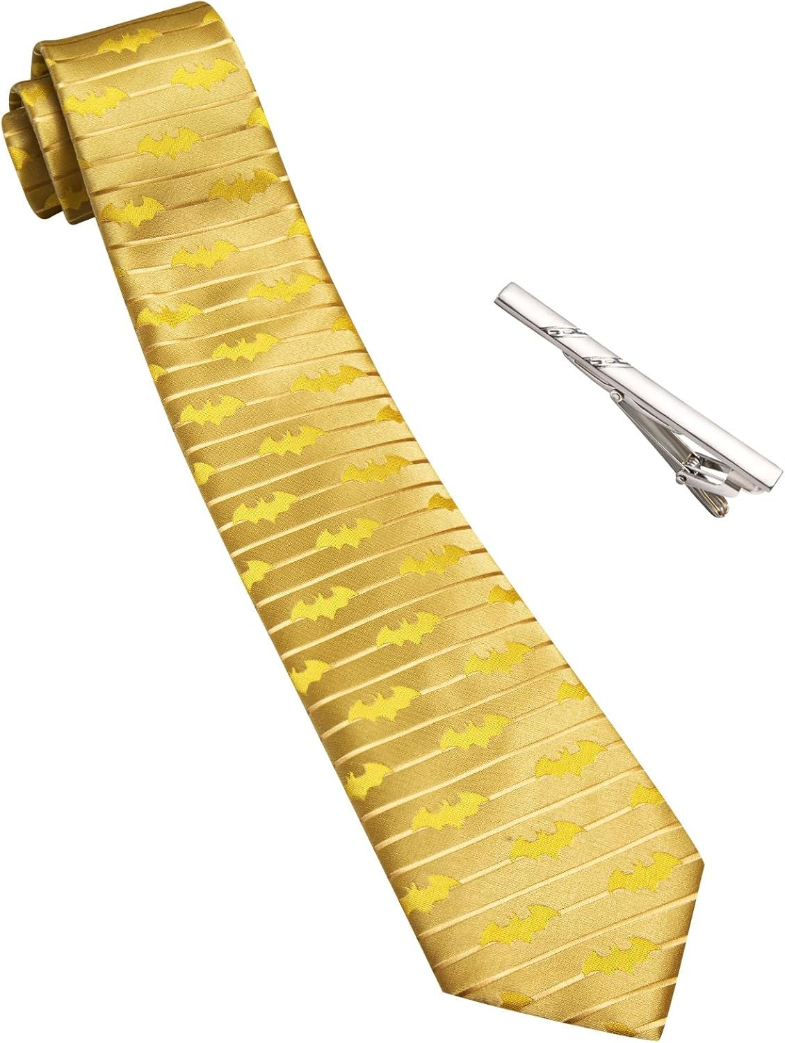 Barry.Wang Silk Men Ties Formal Stripes Necktie and Tie Clip for Wedding Party Business Fashion Classic - Black A image number 6