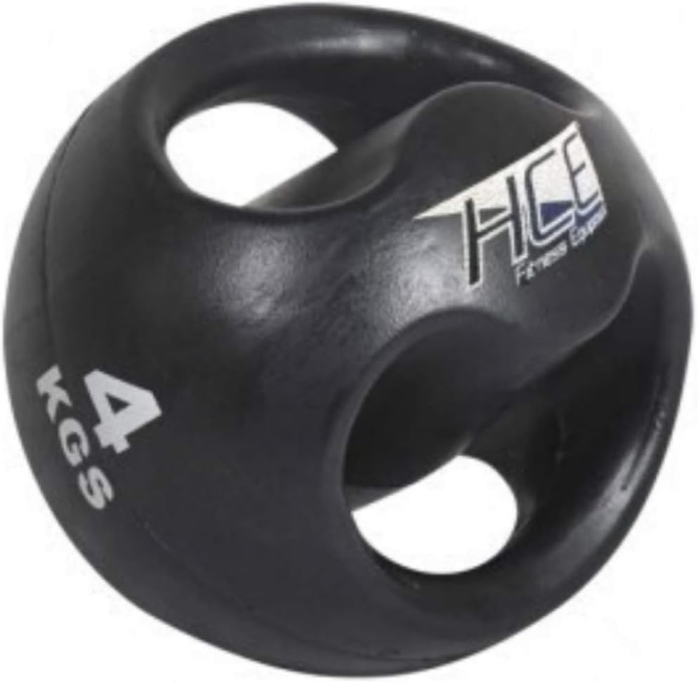 Dual Grip Medicine Exercise Ball Set Commercial Weighted Rubber Med Balls Double Comfort Handles Medball Core Training Ball by Fitness and Sport