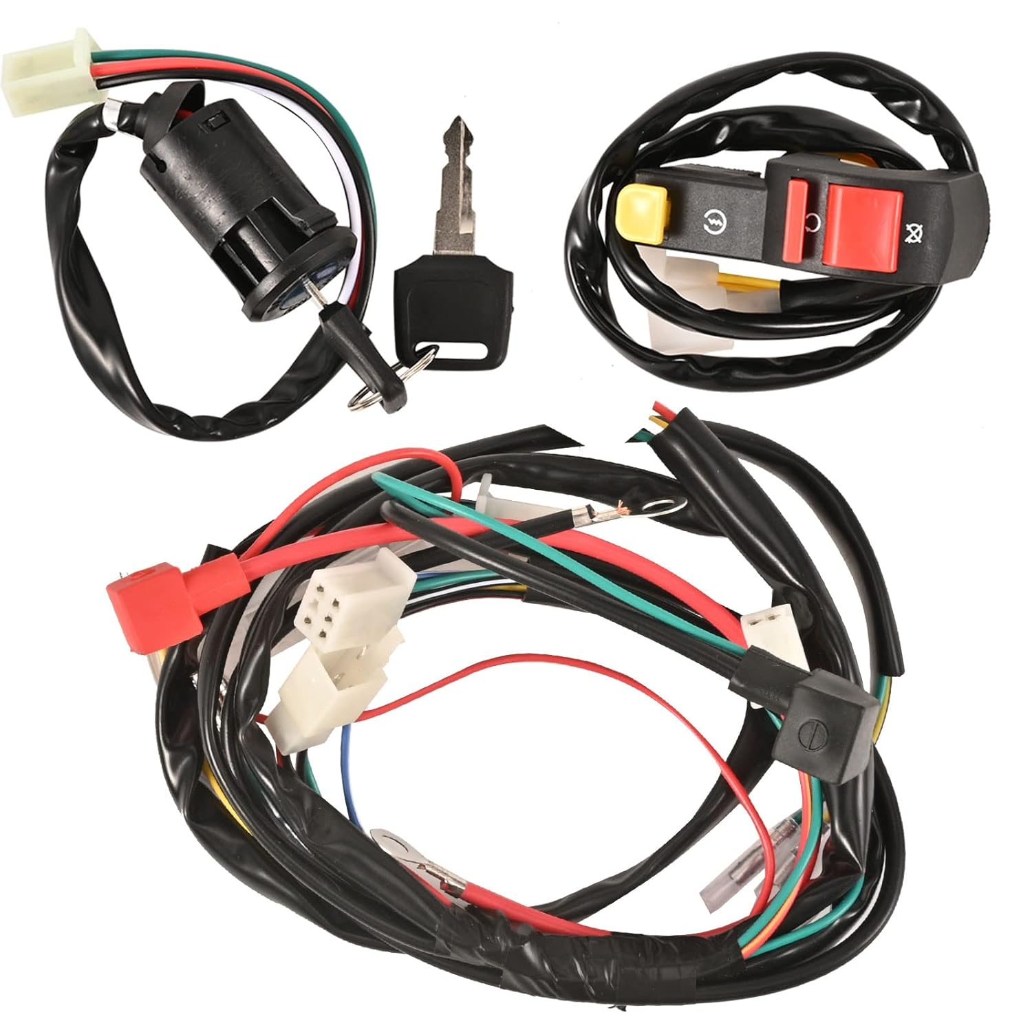 Full Wiring Harness Loom Solenoid Relay Spark Plug Coil Regulator CDI for 4 Stroke ATV 50Cc 70Cc 90Cc 110Cc 125Cc Dirt Pit Bike Buggy Quad Electric Start Engine image number 2