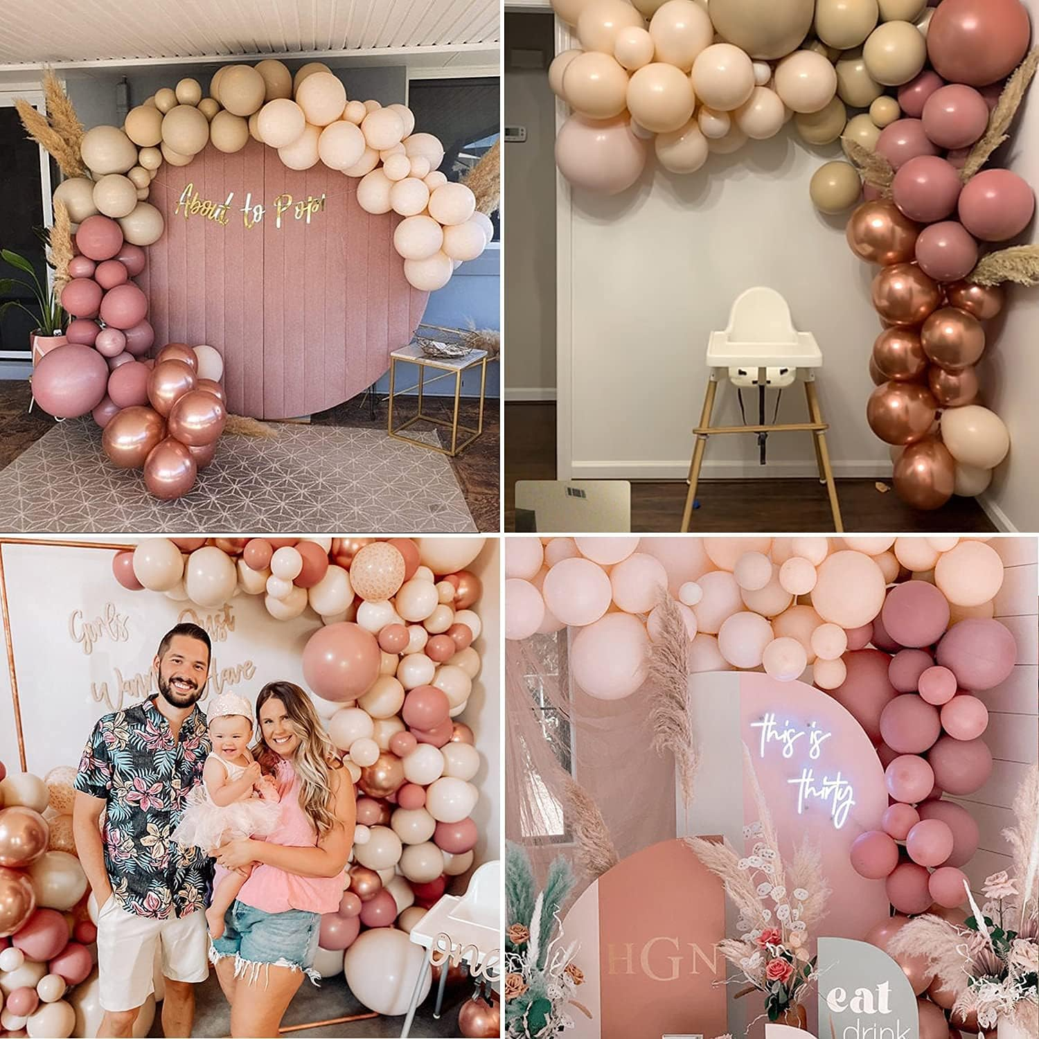 Uandhome Balloon Arch Garland Kit, Blush Nude Apricot Party Balloons for Retro Boho Wedding Baby Shower Bridal Engagement Anniversary Birthday Decorations image number 1