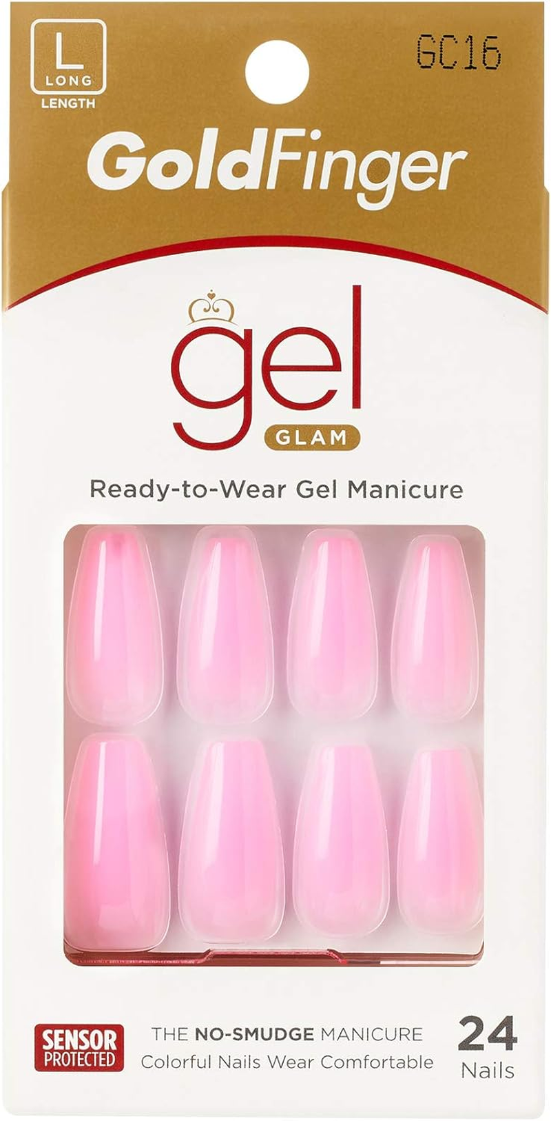 Gold Finger Full Cover Nails Press on 24 Nails Long Length image number 4