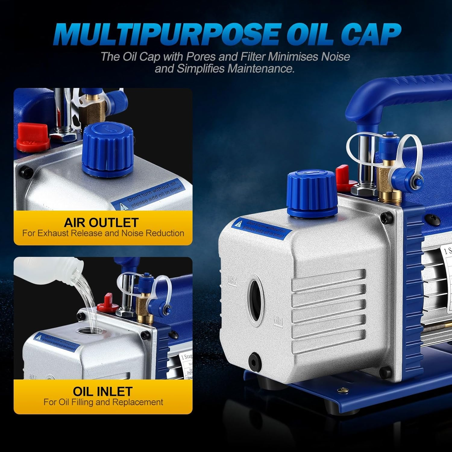 AUSWAY 3CFM Vacuum Pump for Refrigerant Air Conditioning AC Conditioner HVAC Refrigeration Food Clothes Packaging Car Maintenance Wine Degassing image number 6