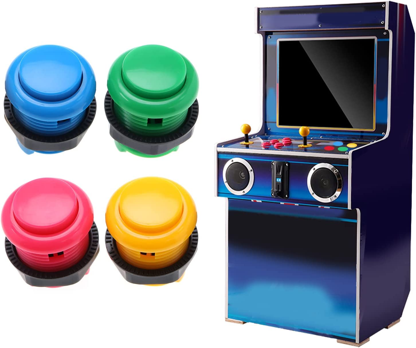 Emagtech 8PCS Push Button Compatible with Arcade Machine Games Multicolour Video Games Button Games Replacement Accessories 4 Colours image number 5